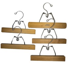Lot Of 5 Wooden Vintage Pants Hangers The Setwell 1 Unmarked 4 