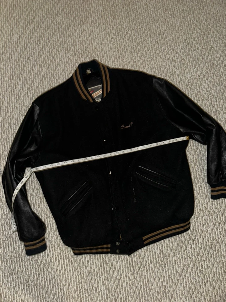 Vintage Guess Club by Georges Marciano Varsity Jacket – Wool & Leather, Small - Image 2 of 4
