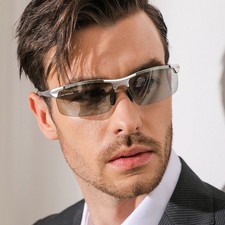 Aluminum HD Polarized Photochromic Sunglasses Men UV400 Driving Sports Glasses 7