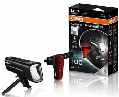100 Lux Akku USB Lampen Set OSRAM mit Bremslicht Fahrrad E-Bike Pedelc Leuchten