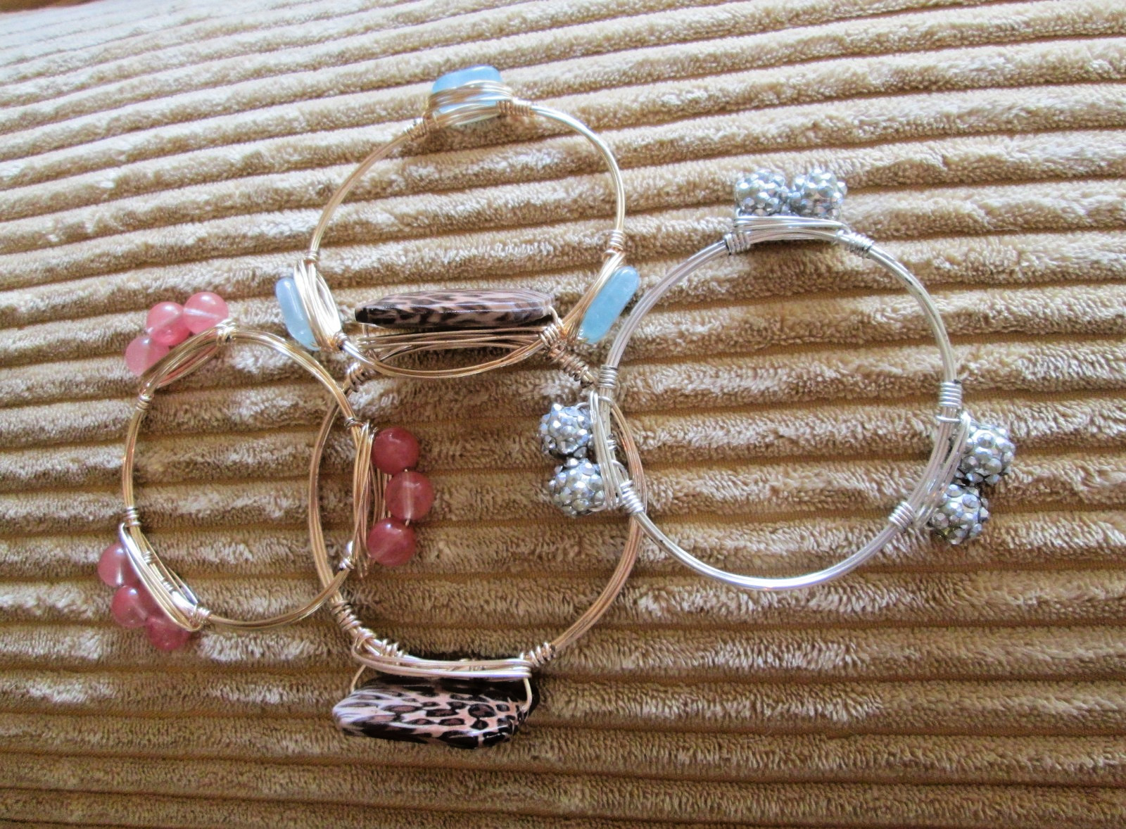 Wire Wrapped Mixed GemStone Bangle Bracelets. Sta… - image 9