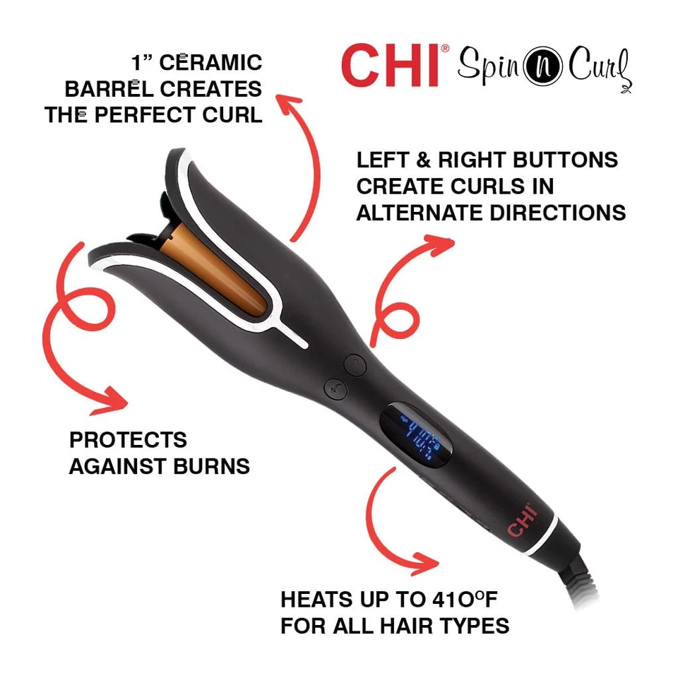 CHI Spin N Curl, rizador para rizos y ondas saludables y brillantes sin esfuerzo, Prov Foto 2 de 4