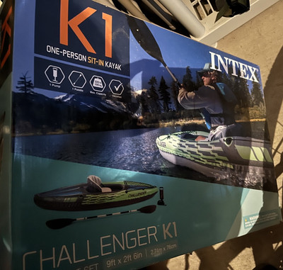 Intex Challenger K1 Inflatable Kayak and Paddle - Green/Black