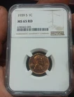 1939-S Lincoln Wheat Cent. Gorgeous Luster And Details! NGC MS-65 RED!