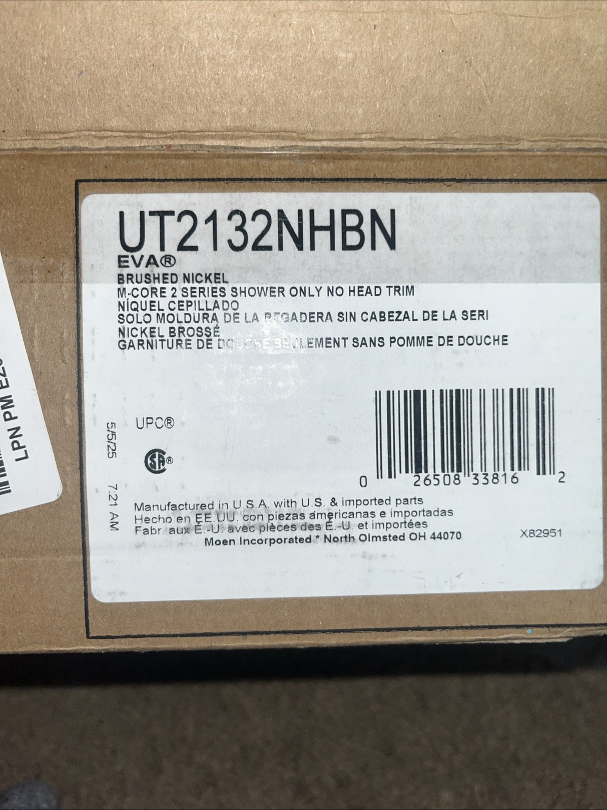 Moen UT2132NHBN M-CORE 3-Series Shower Trim Kit Brushed Nickel AS IS. Review Pic