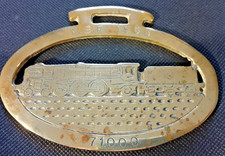 Oval vintage Horse Brass in the shape of a steam loco 71000 - DUKE OF GLOUCESTER