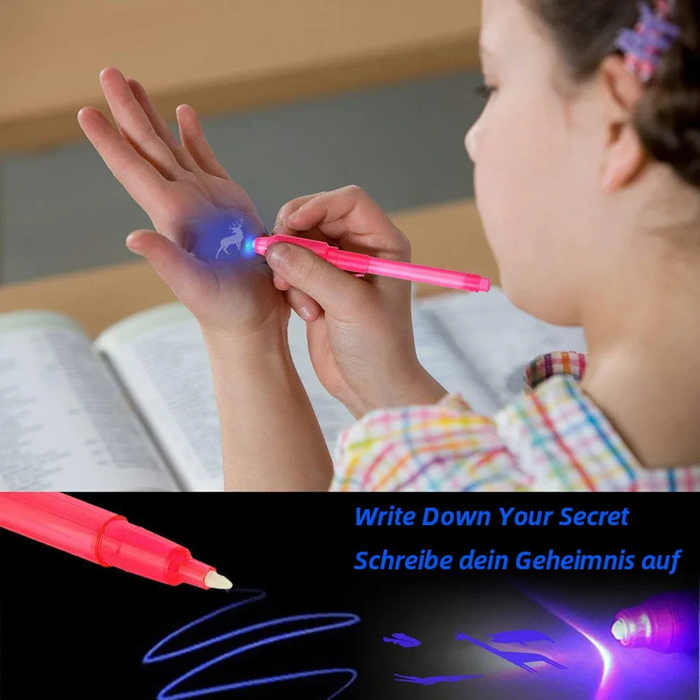 Invisible Ink Pen UV Light Spy Pens 4 Pack Secret Message Party Fun Kids Gift — image 5