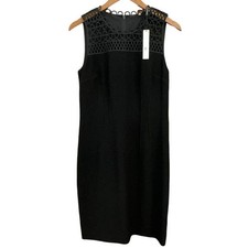 NWT Elie Tahari Black Kingsly Crochet Yoke Sheath Dress Size US 8