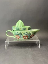 Vintage Anthropologie Mint Porcelain Citrus Juicer Floral Design Kitchen Decor