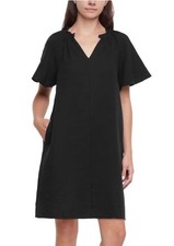 Gap Women's Gauze Pop-Over Black Dress with Pockets - Sz L