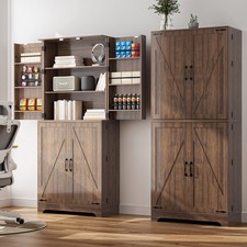 Kitchen Pantry, 75" Tall Large Farmhouse Storage Cabinet Freestanding Cupboard
