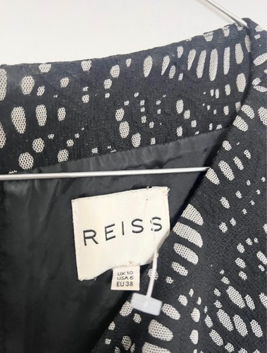 Reiss Lace Shift Bodycon Dress Black Grey Ruched Lined Party Office Formal 10 - Picture 3 of 7