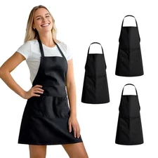 3 Pack Kitchen Cooking Aprons with 2 pockets, Aprons for Women/Man/Chef Black