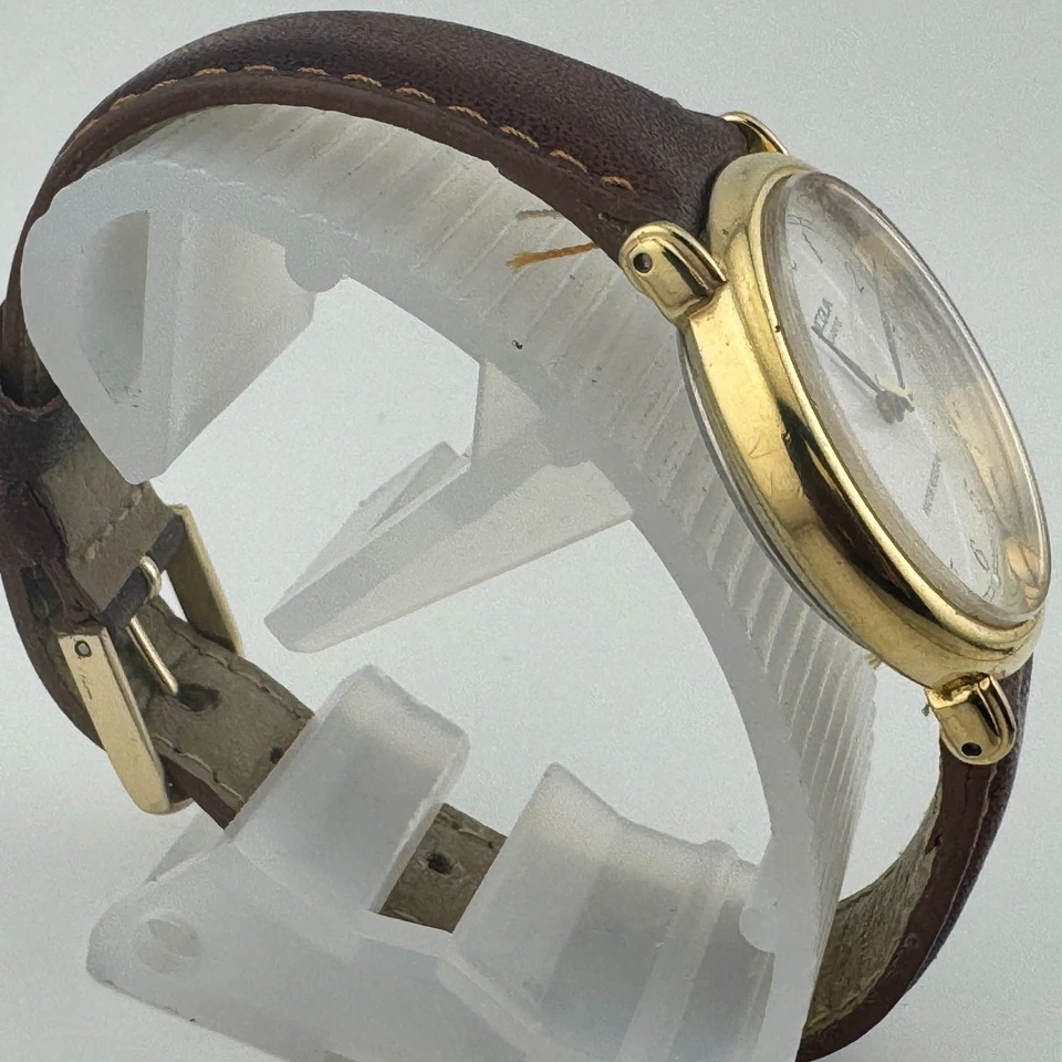 Винтажные женские кварцевые часы Acqua от Timex золотистый белый кожаный аналоговый новый аккумулятор - Изображение 3 из 4