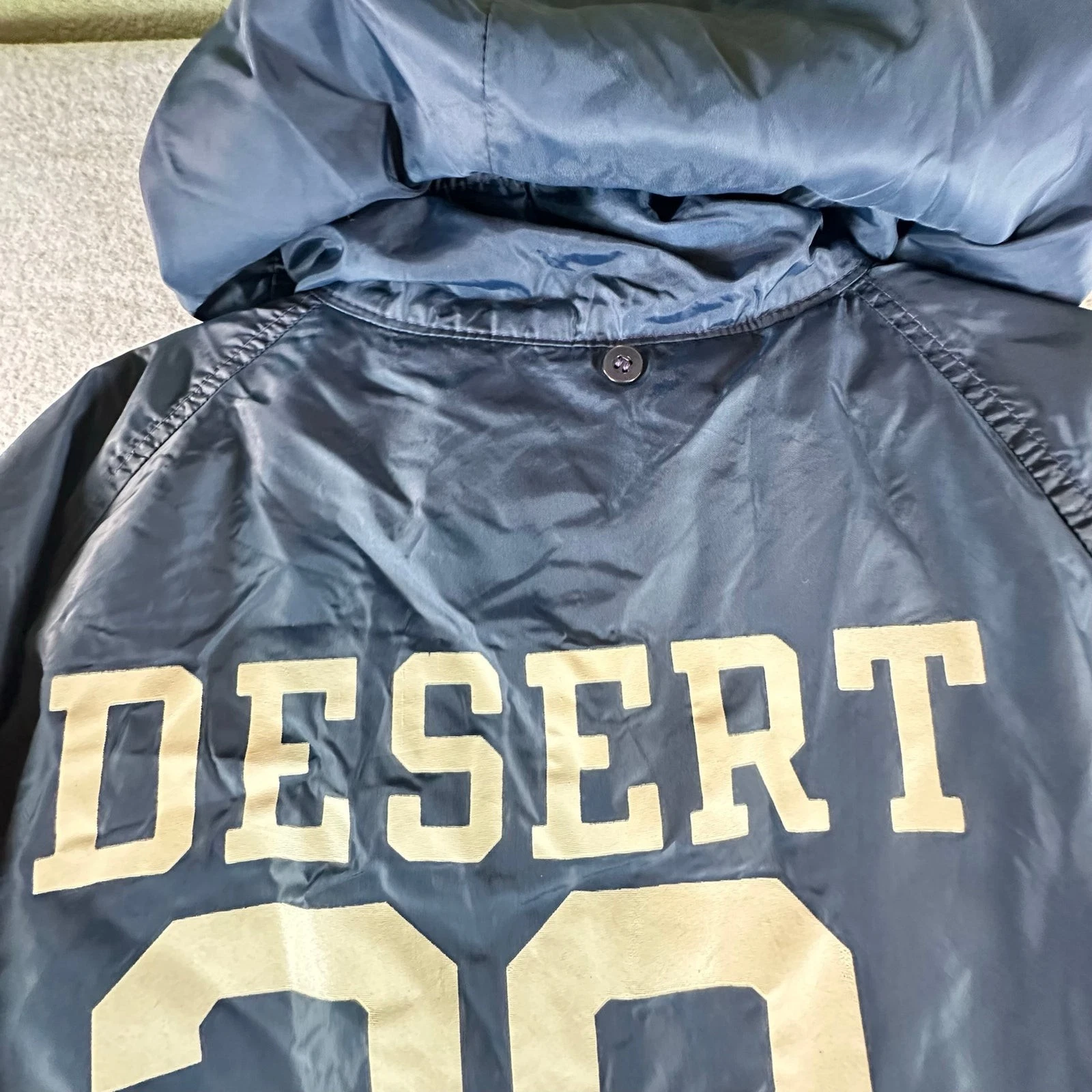 Vintage 60s Champion Navy Nylon Coach Jacket Desert 39 Football Made USA XL image 14