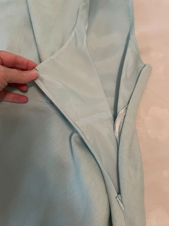 Vestido Style & Co Talla 20 Lino Rayón Sin Mangas Azul Bebé Largo Maxi Verano Foto 4 de 4