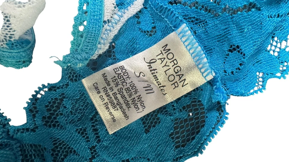 Tanga Morgan Taylor íntimates para mujer pequeña mediana azul encaje lunares lencería Foto 3 de 3
