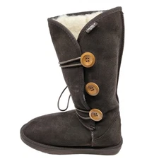 EMU Australia Nisha Button Brown Suede Merino Wool Mid Calf Winter Boots Size 8
