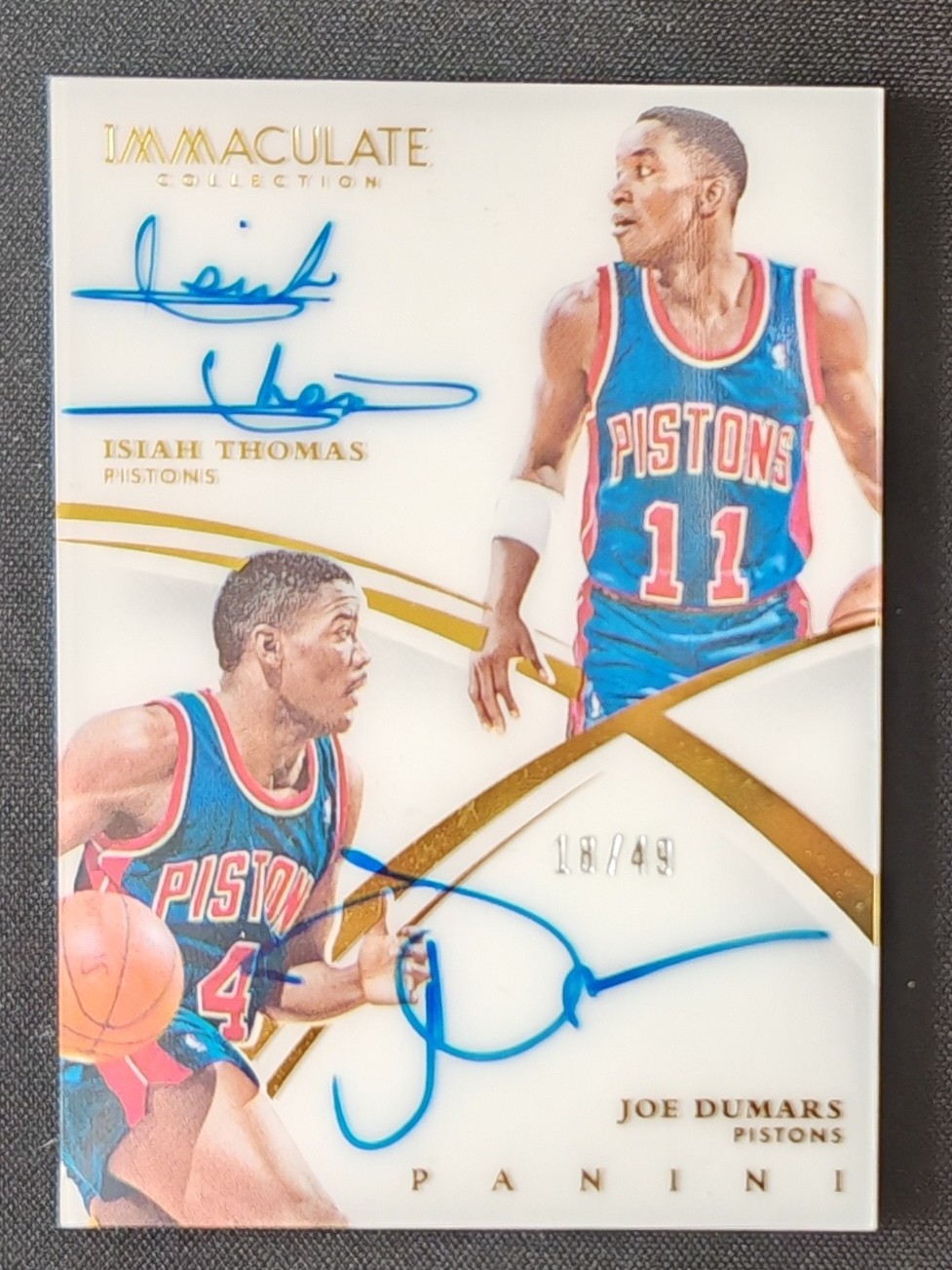 2014-15 Panini Immaculate Isiah Thomas / Joe Dumars Dual Auto Autograph 18/49!!