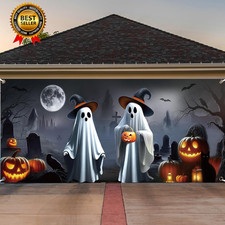 Halloween Ghost Garage Door Cover Banner 7 X 16 Ft Spooky Outdoor
