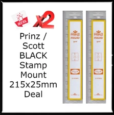 44 Prinz/Scott Stamp BLACK Mounts US Commemorative & Regular Issues 215mm x 25mm