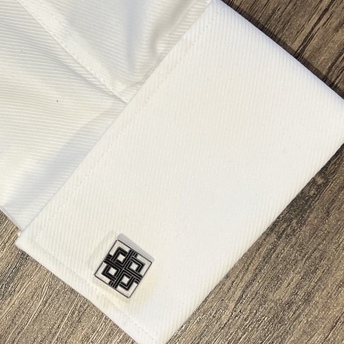 White Black Cross Cufflinks For Men Birthday Wedding Gift In Box - Picture 2 of 6