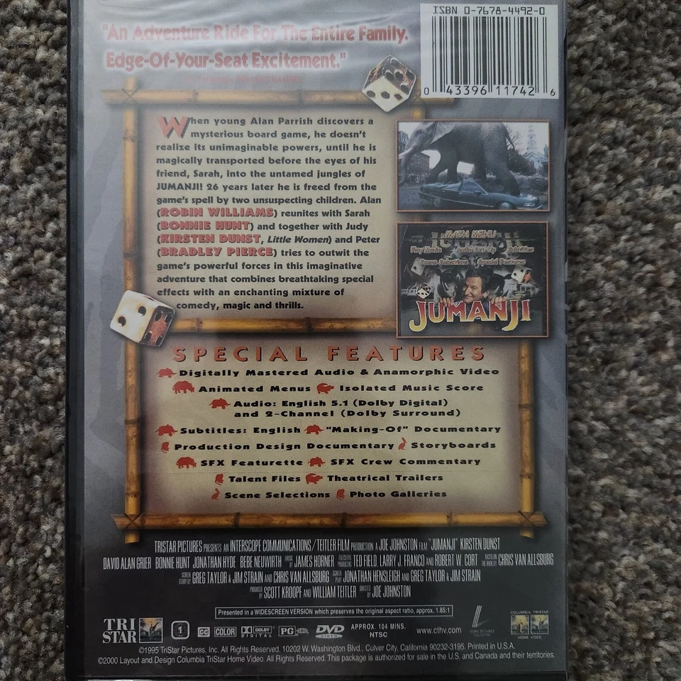 Jumanji (DVD, 1995, Collector’s Series) Robin Williams BRAND NEW SEALED Foto 2 de 4