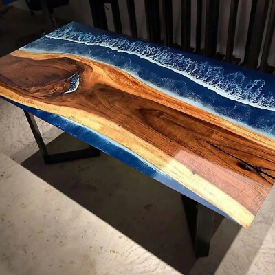 Buy Ocean Wave Resin Epoxy Table Handmade Acacia Wood Dining Table Home  Decor