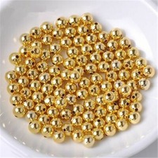 50Pcs NEW AUTHENTIC 14K Yellow Gold Bead Perfect 3mm Lucky Loose Beads For DIY