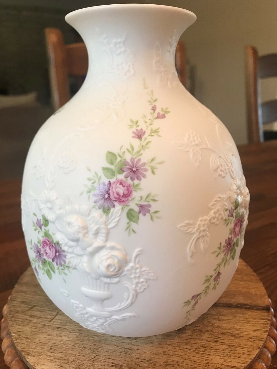 Kaiser Vase West Germany Monaco White With Florals