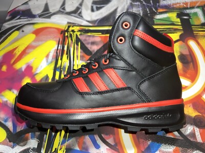 Adidas Chasker Boots Size 9 Varsity Black Red Leather GY1199 Men's Hiking Bin 11