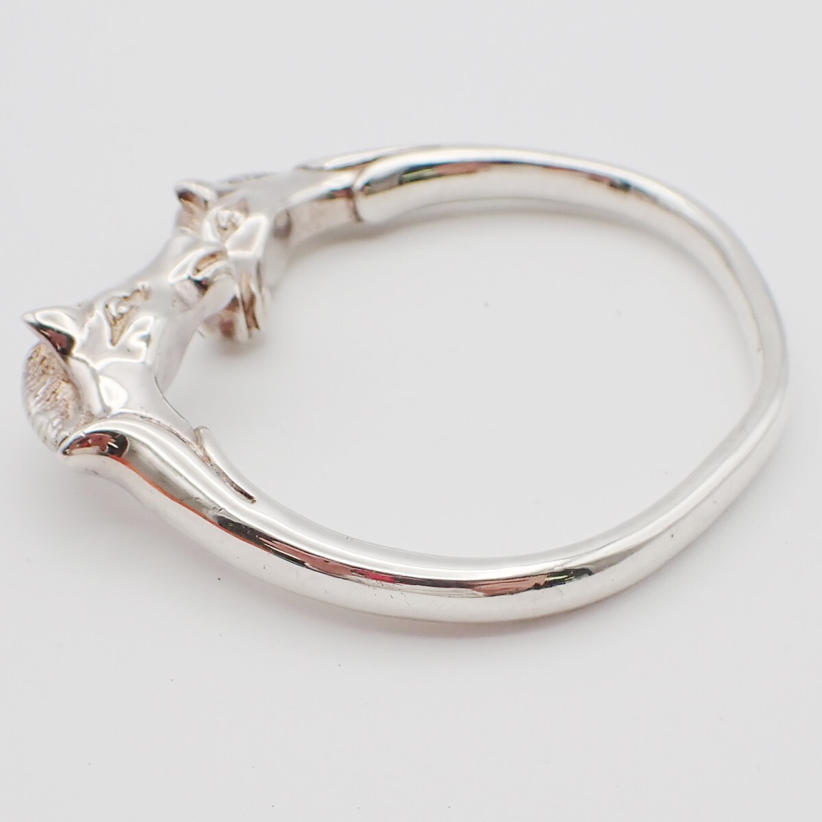 〈最終価格〉Hermes Cheval Double Head Bangle HERMES Logo Cheval Double Horse Head Bangle Bracelet Silver