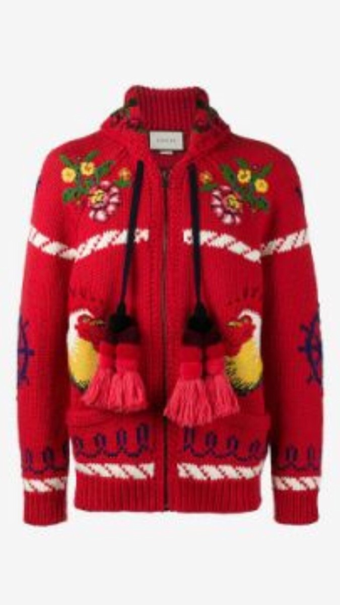 【関税&送料込み】Gucci Wool Bomber Jacket 100% Authentic GUCCI Red Embroidered Heavy Wool Bomber