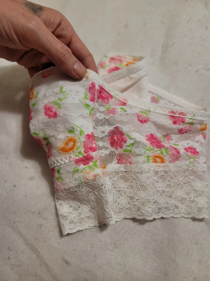 Sujetador Gilly Hicks Floral Encaje Bandeau Top Blanco Rosa Naranja Mediano M Sin Forro Boho Foto 3 de 4