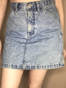 Vintage 90s Y2K Limited 4 Blue Acid Wash Cargo Cotton Denim Grunge Jean Skirt