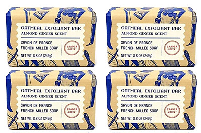 4 x  Trader Joe's French Milled Oatmeal Exfoliant Almond Ginger Bar Soap