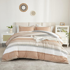 Litanika Full Size Comforter Sets Beige, 3 Pieces Lightweight Full, Beige