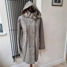 Poetry Khaki Grey Sand Parka Jacket 100%cotton Size Uk 12 New