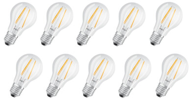 10er Pack: OSRAM LED Filament Lampe E27 klar 7W=60W 4000K kaltweiss 806lm 15000h