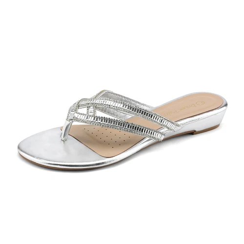 Women Rhinestone Flats Sandals Flip Flops Thong Open Toe Beach Summer Slippers - Picture 7 of 10