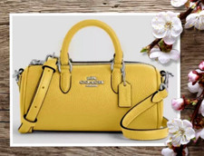NWT Coach LACY CO991 Crossbody Handbag In RETRO YELLOW Pebbled Leather Silver