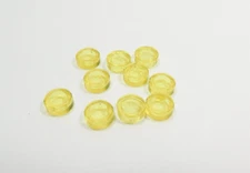 LEGO Lot of 10 Trans Yellow Round 1x1 Smooth Tiles Plates C9