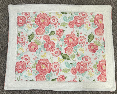 LEVTEX Baby Charlotte Quilt Cotton Floral  Green/Pink Roses 44 in by 35 in