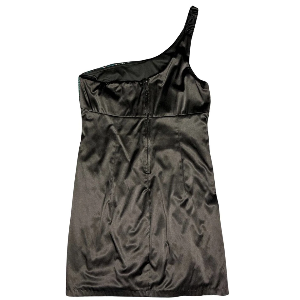 Vestido Fredericks Hollywood Para Mujer Un Hombro Acanalado Talla M/L Negro Encaje EE. UU. Foto 4 de 4