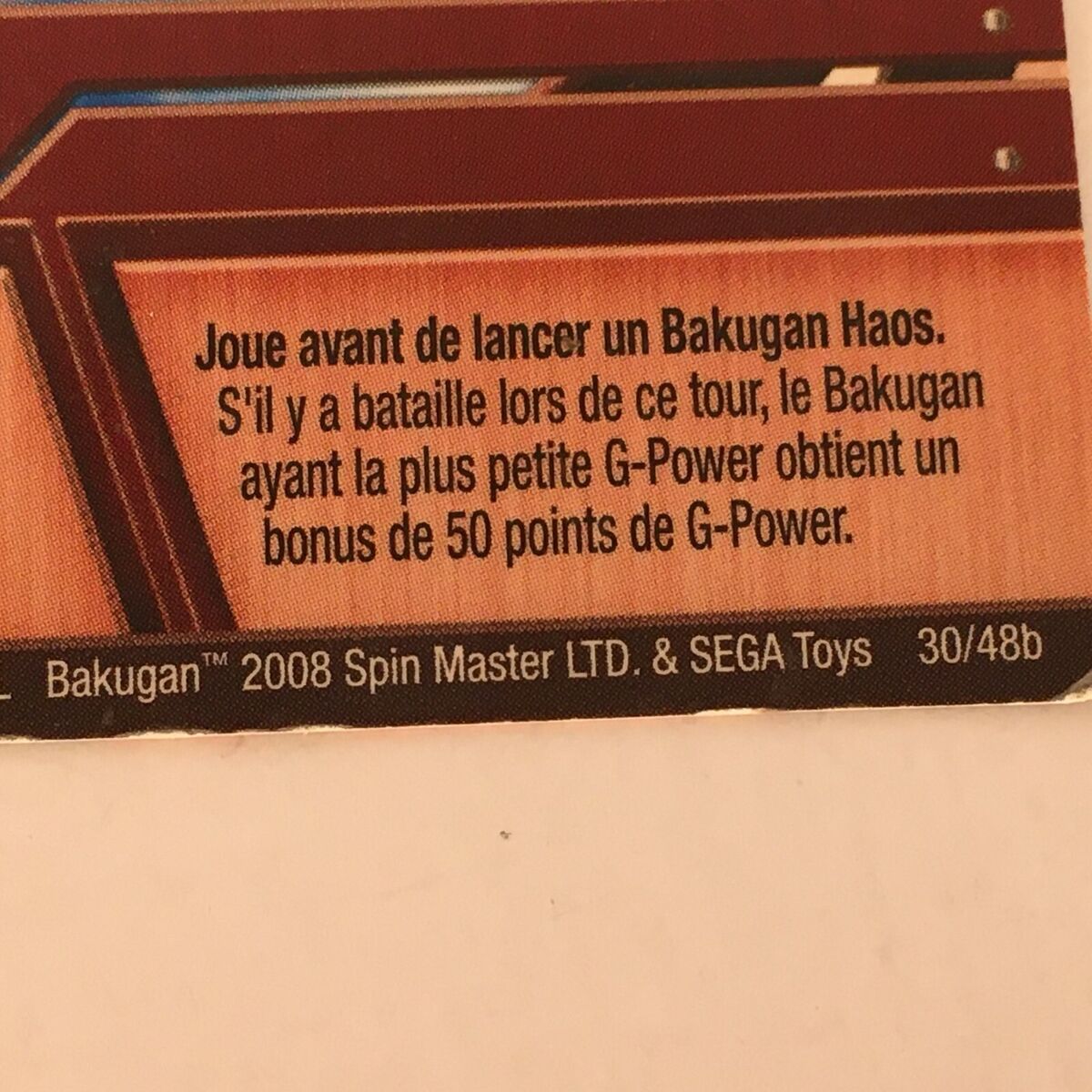 Bakugan Red Ability Card - A Hand Up 30/48b - Bakugan Battle Brawlers 2008