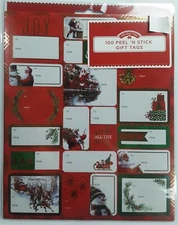 Christmas Holiday Time 100 Peel N' Stick Gift Tags 5 Variations To Choose From 