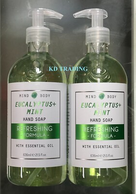 (2-Pk) MIND & BODY ~ EUCALYPTUS MINT Refreshing HAND SOAP Wash w/ Essential Oil