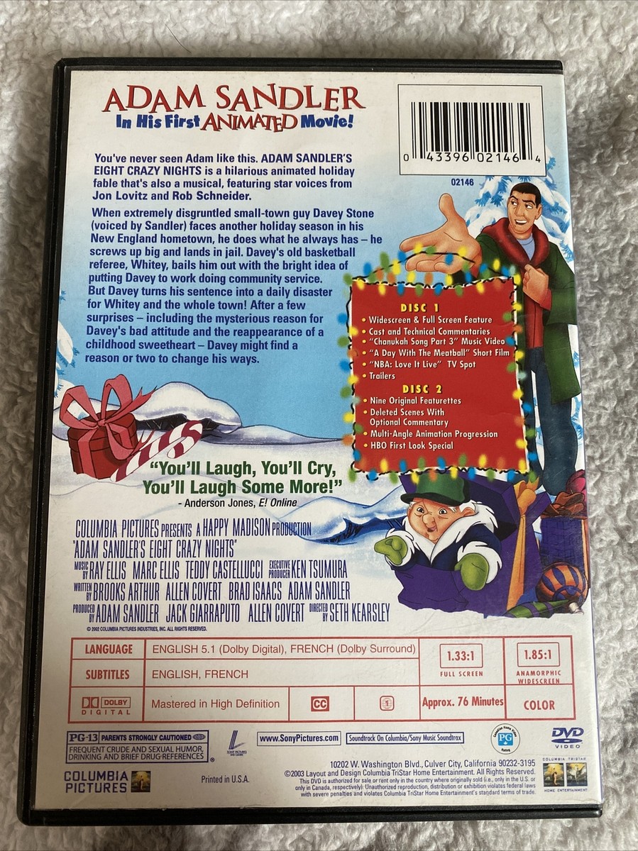 Adam Sandlers Eight Crazy Nights DVD 2004 2 Disc Set Special