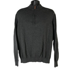 Devon  Jones Men's Sz Lg Manchester Sweater Long Sleeve Gray Pullover 1/4 Zip