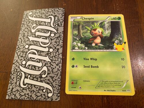 2021 MCDONALDS POKEMON NON HOLO CHESPIN CARD 6/25 25TH ANNIVERSARY PACK SHINY - Picture 1 of 1